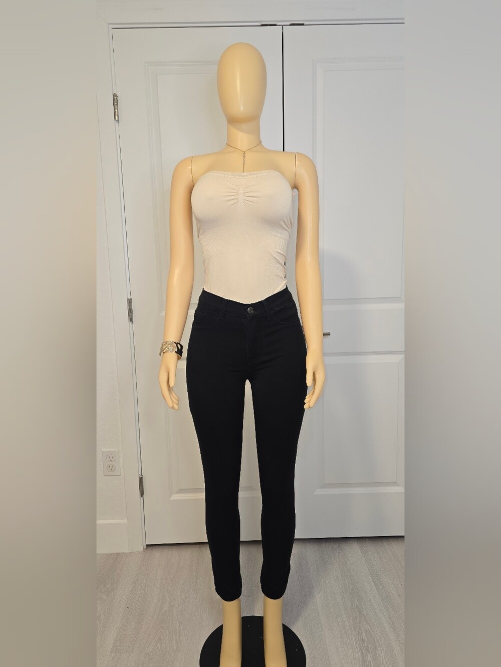 High-Rise Black Skinny Jeans - Women's Pants